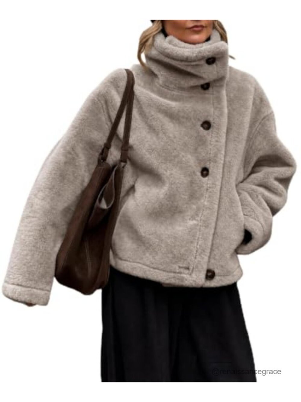 Oversized Sherpa Fleece Jacket Button Down Winter Coat